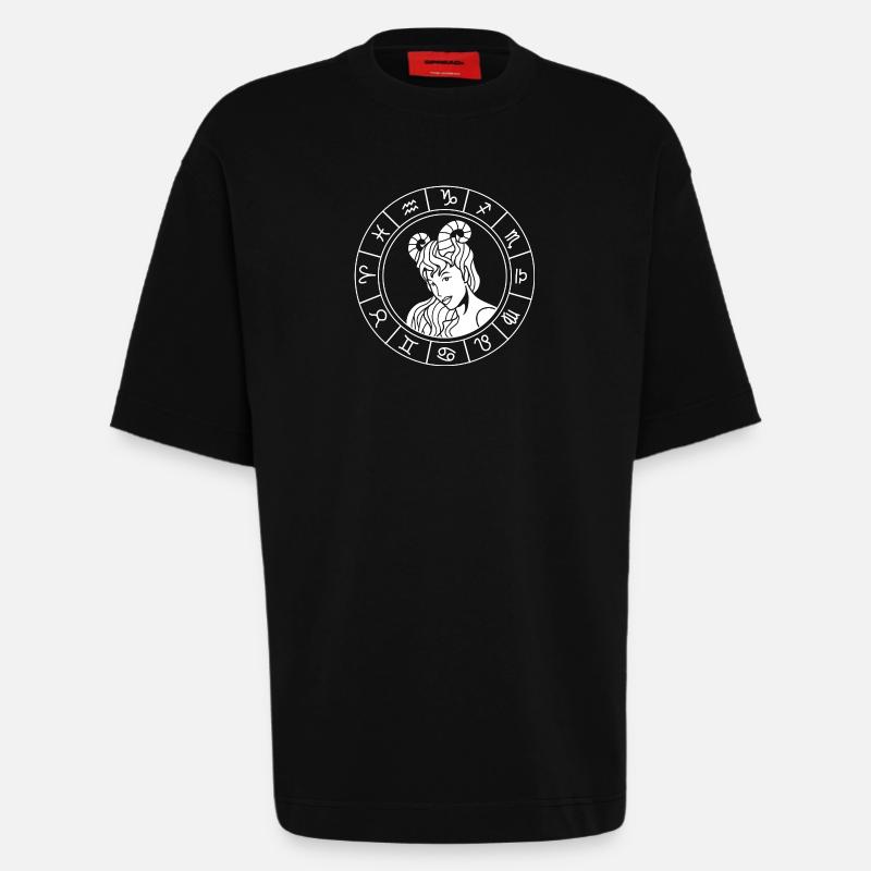 Sternzeichen Widder - Heavyweight T-Shirt - made by SPREAD  - SOLID BLACK