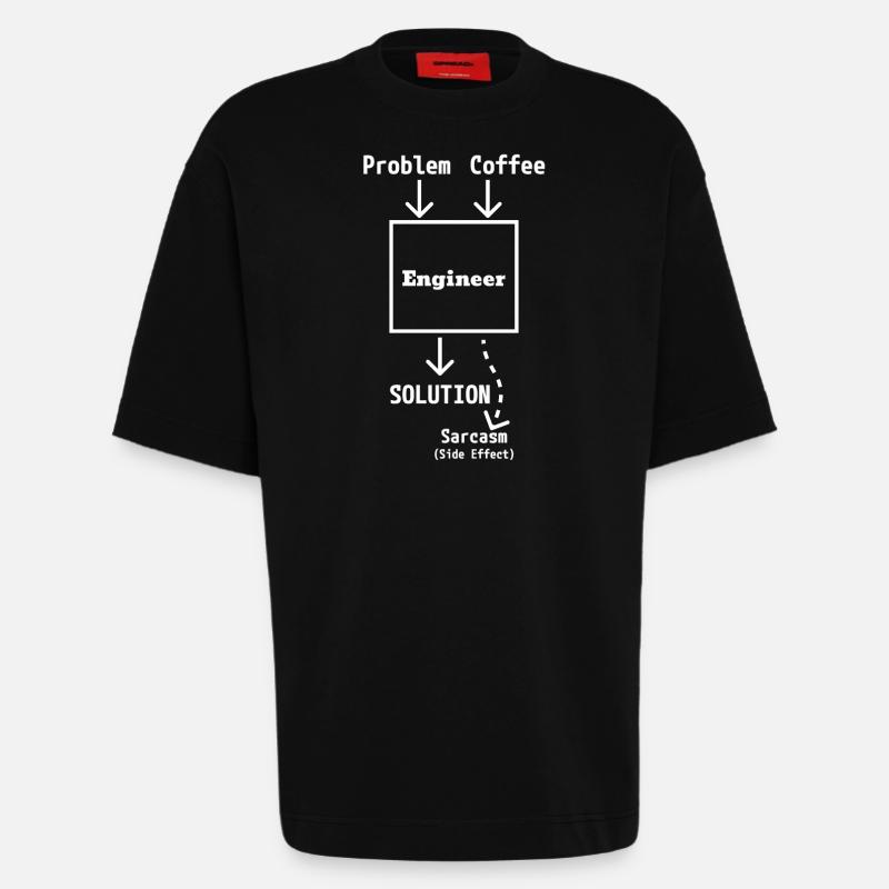 Engineer Input & Output (light) - Heavyweight T-Shirt - made by SPREAD  - SOLID BLACK