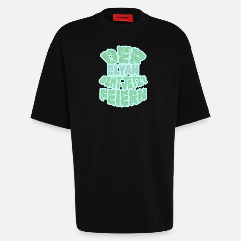 Cadeau pour Elyan - T-shirt bio épais oversize fabriqué en UE - SOLID BLACK