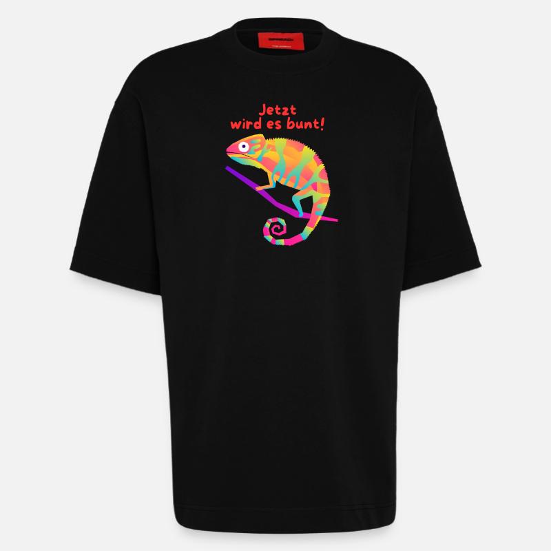 Jetzt wird es bunt - Chamaleon - Heavyweight T-Shirt - made by SPREAD - SOLID BLACK