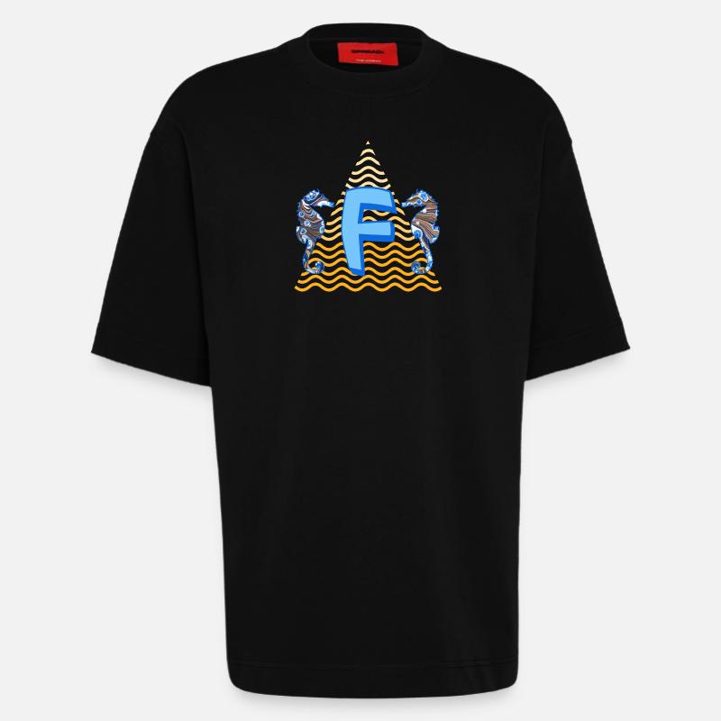 seepferdchen e 262 f - Heavyweight T-Shirt - made by SPREAD  - SOLID BLACK