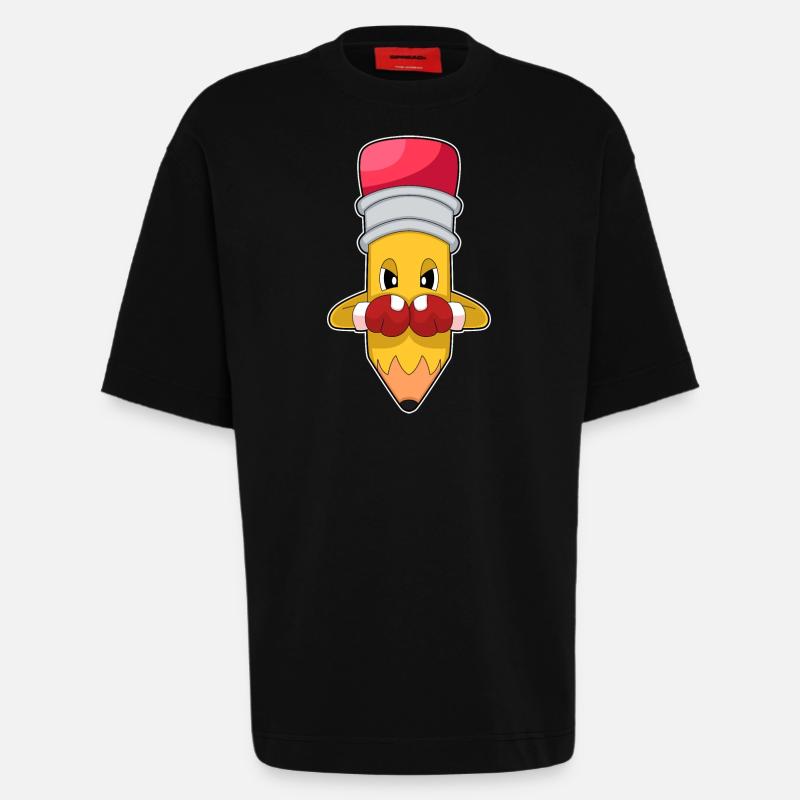 Bleistift Boxer Boxhandschuhe Boxen - Heavyweight T-Shirt - made by SPREAD - SOLID BLACK