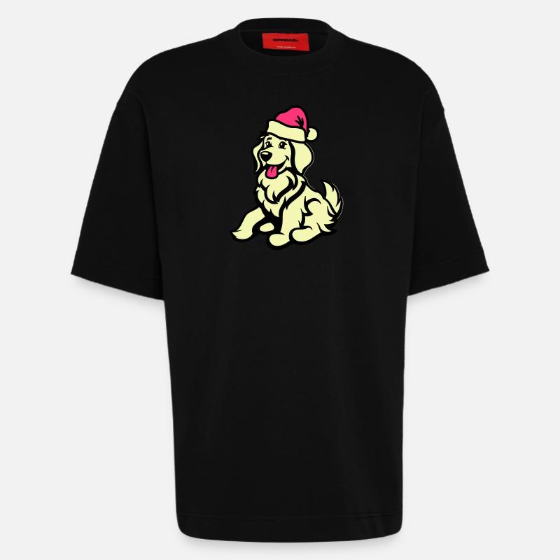 hund comic tier weihnachten - Heavyweight T-Shirt - made by SPREAD  - SOLID BLACK