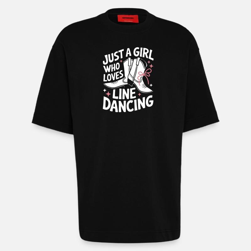 Line Dancing Dancing Dancers - Heavyweight T-Shirt - made by SPREAD - SOLID BLACK