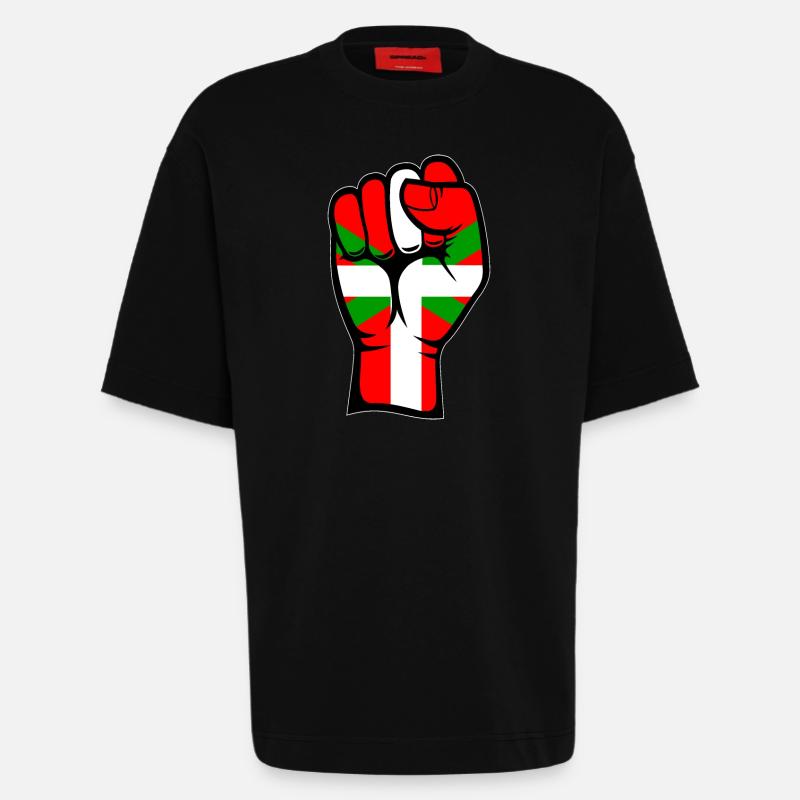 Poing drapeau basque - T-shirt bio épais oversize fabriqué en UE - SOLID BLACK