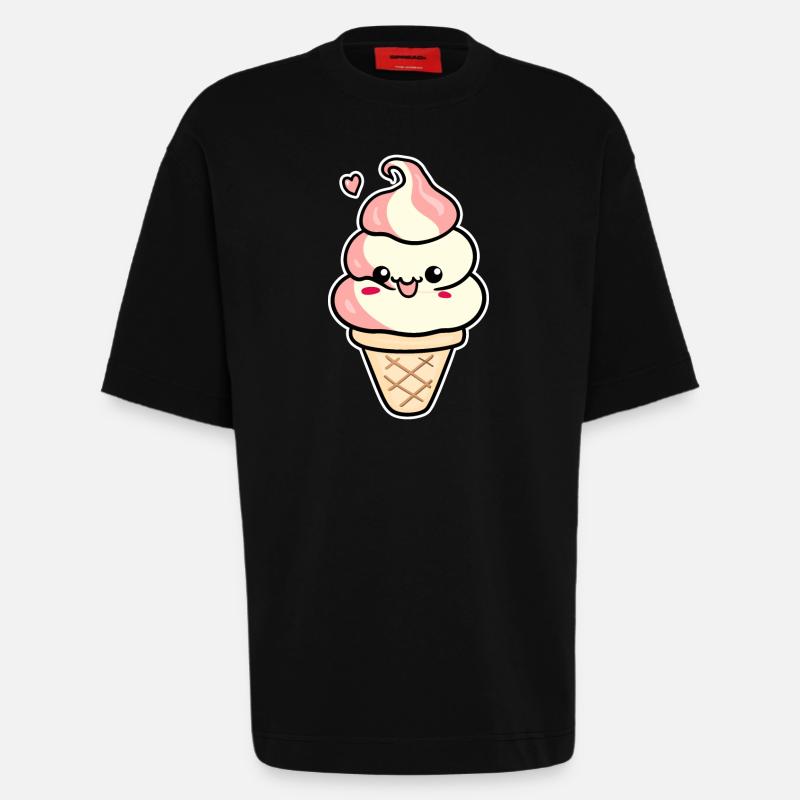 Cartoon Eiscreme - Heavyweight T-Shirt - made by SPREAD  - SOLID BLACK