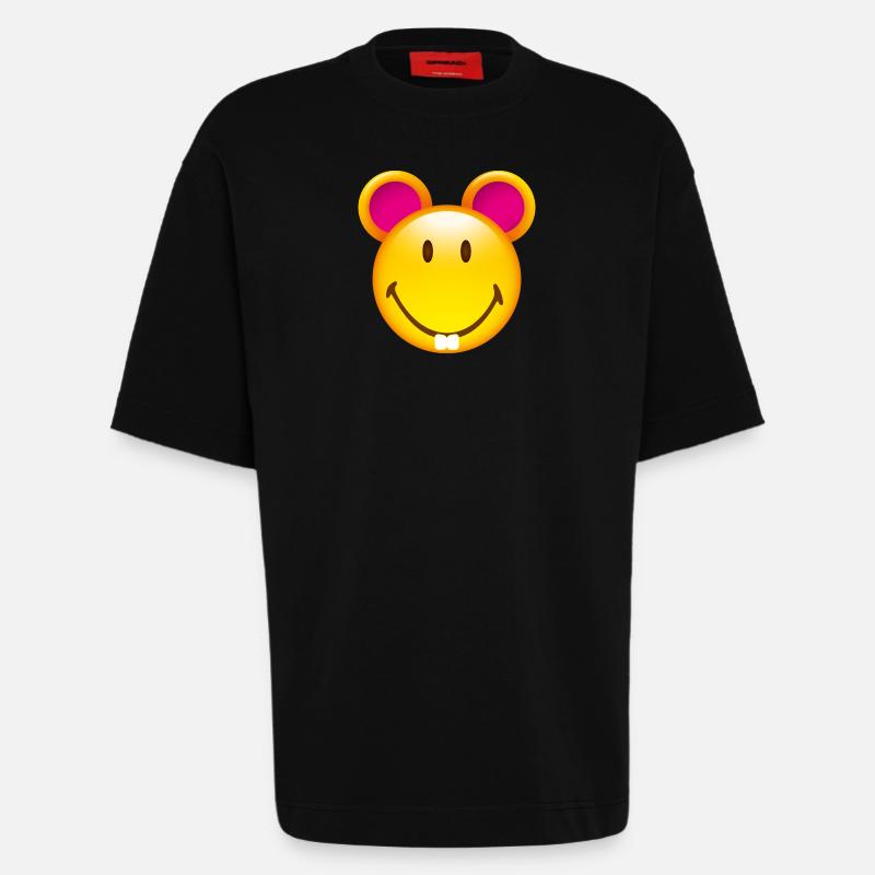 Smiley Mouse - Heavyweight oversized organic T-shirt made in EU - SOLID BLACK