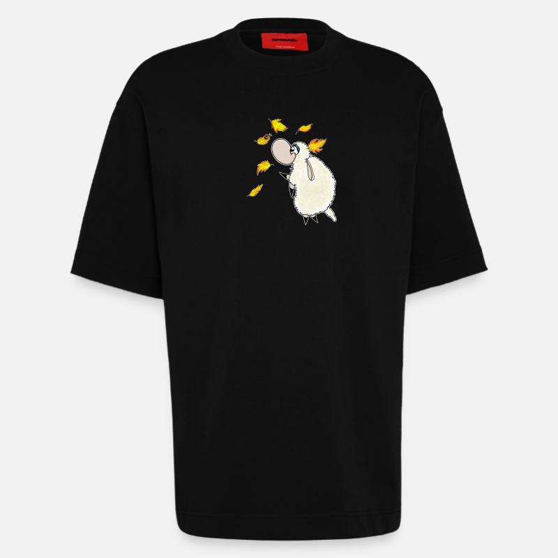 Wolly Sheepling Herbst Blätterfall - Heavyweight T-Shirt - made by SPREAD  - SOLID BLACK