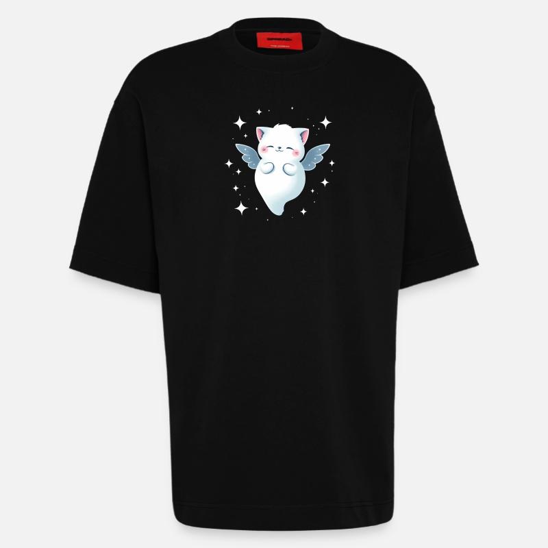 Schnurrend engelhaft - Heavyweight T-Shirt - made by SPREAD  - SOLID BLACK