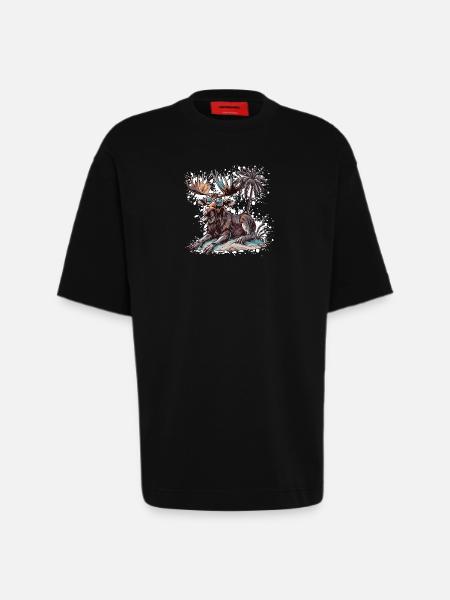Moose Island Palm Tree - Heavyweight T-Shirt - made by SPREAD - SOLID BLACK