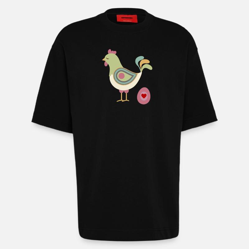 chicken11 - T-shirt bio épais oversize fabriqué en UE - SOLID BLACK