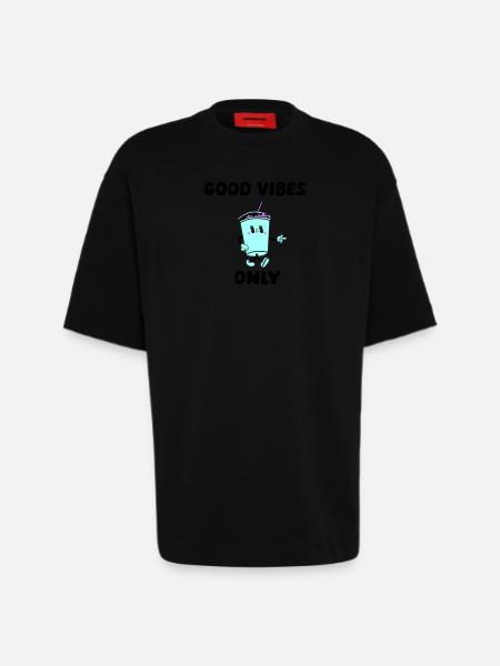 drink cartoon vibes - Heavyweight T-Shirt - made by SPREAD - SOLID BLACK