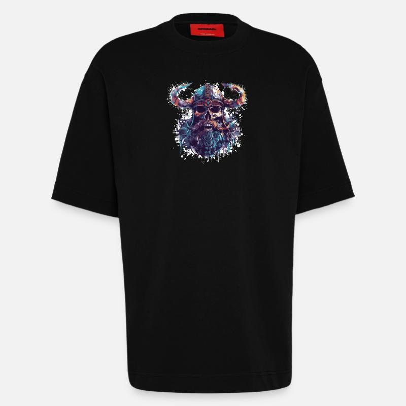 Viking Skull - Heavyweight T-Shirt - made by SPREAD  - SOLID BLACK