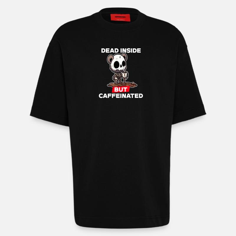 Dead inside but caffeinated - Heavyweight T-Shirt - made by SPREAD  - SOLID BLACK