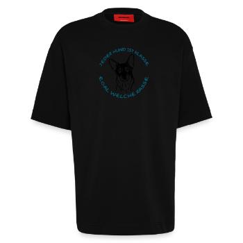 Every dog is great - German Shepherd - Heavyweight T-Shirt - made by SPREAD  - SOLID BLACK - Front - Fiona (171cm)