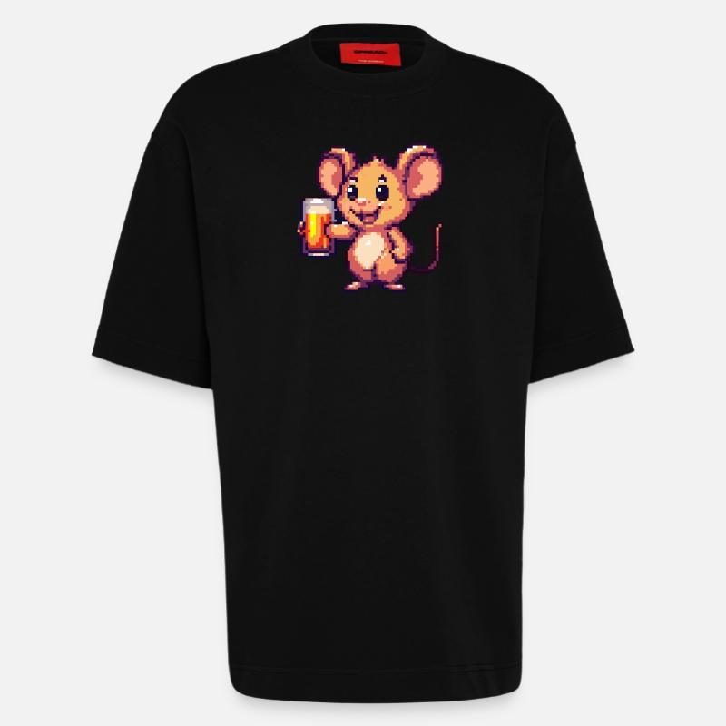 Maus Pixel Bier - Heavyweight T-Shirt - made by SPREAD  - SOLID BLACK