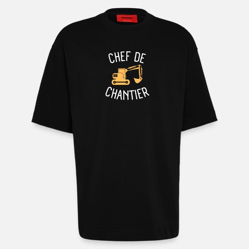Chef de chantier 1 - T-shirt bio épais oversize fabriqué en UE - SOLID BLACK