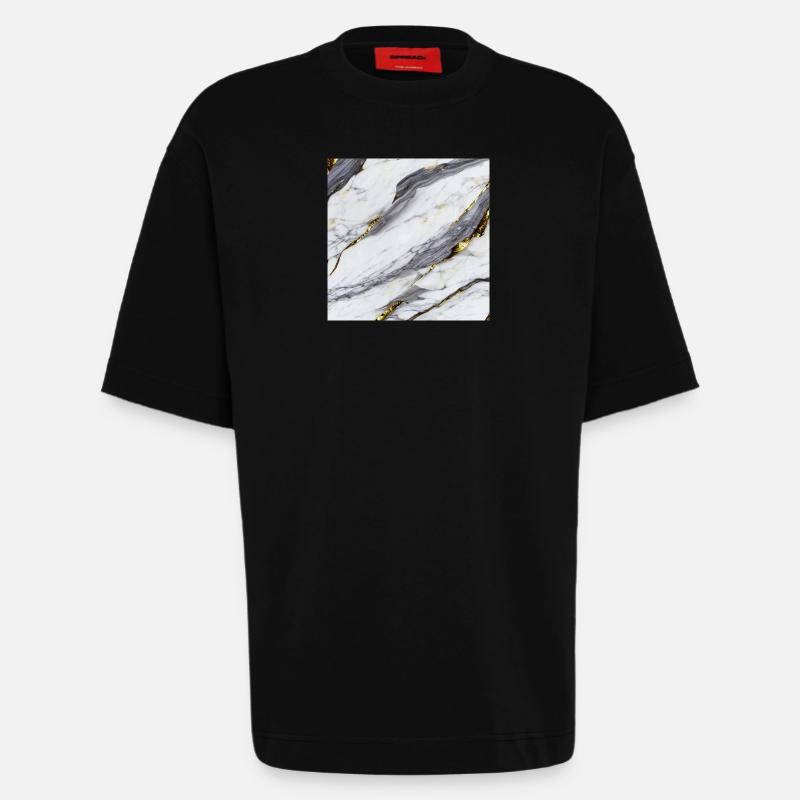 Marble White Gold Structure - Heavyweight T-Shirt - made by SPREAD  - SOLID BLACK