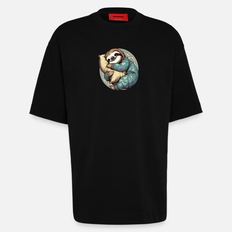 Sloth Sleeping Passion Gift - Heavyweight T-Shirt - made by SPREAD  - SOLID BLACK