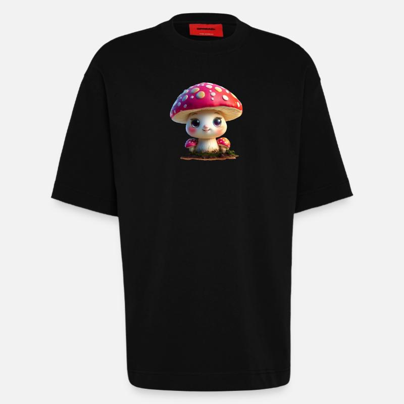 Champignon mignon - T-shirt bio épais oversize fabriqué en UE - SOLID BLACK