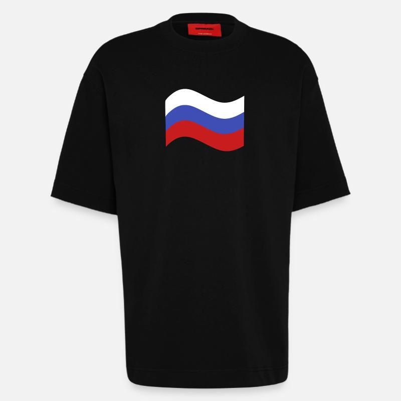 Drapeau de la Russie - T-shirt bio épais oversize fabriqué en UE - SOLID BLACK