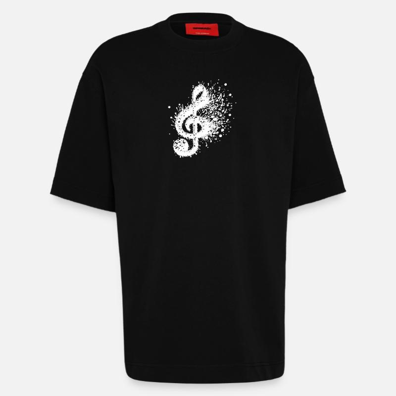 Music clef splash notes - Heavyweight T-Shirt - made by SPREAD - SOLID BLACK
