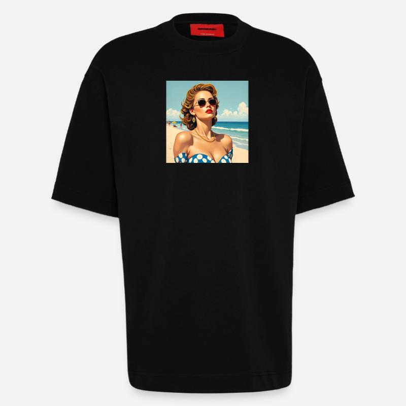 Das Model am Strand - Heavyweight T-Shirt - made by SPREAD  - SOLID BLACK