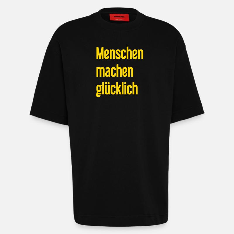 Menschen machen glücklich – Positives Statement - Heavyweight T-Shirt - made by SPREAD  - SOLID BLACK