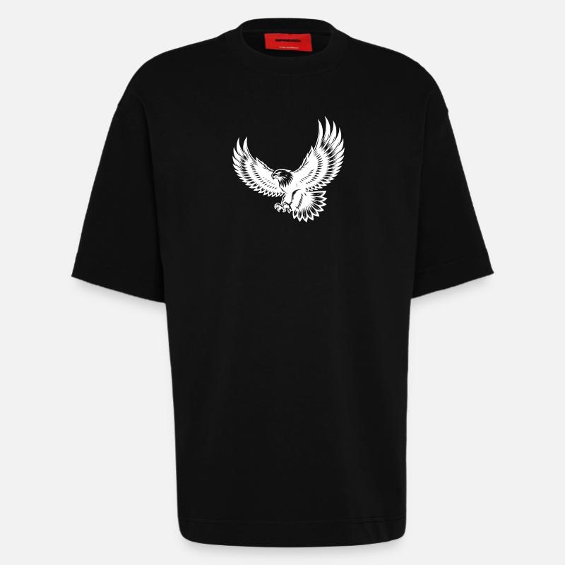 Aigle expressif aux ailes déployées - T-shirt bio épais oversize fabriqué en UE - SOLID BLACK