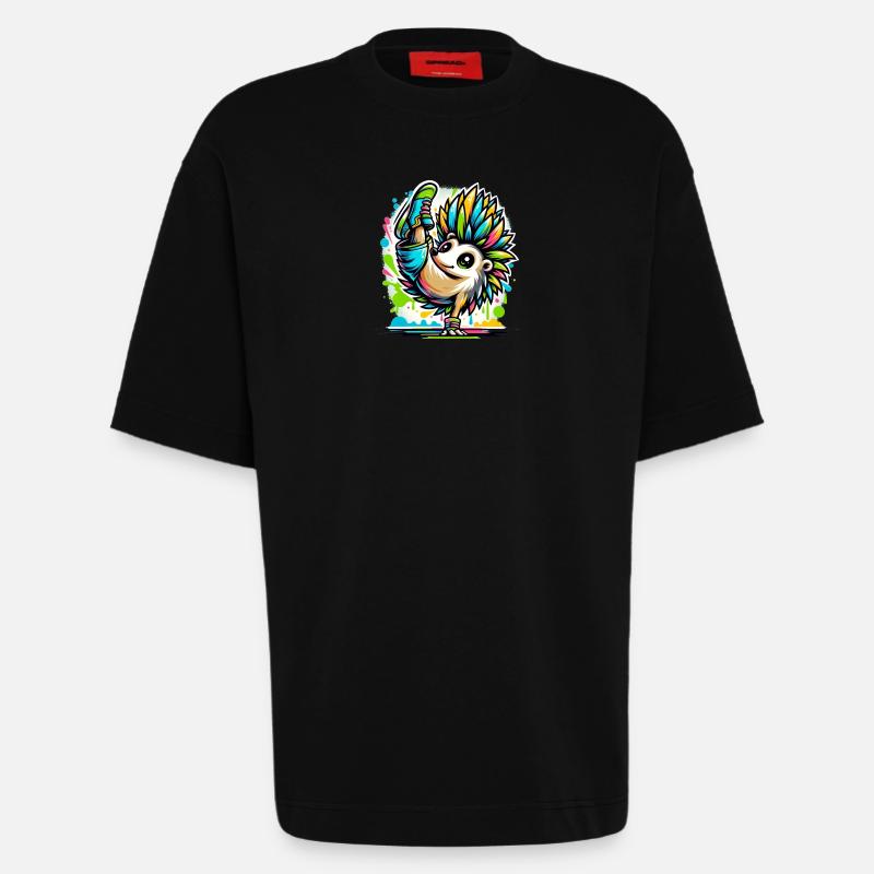 Hérisson Cool Breakdance Danse - T-shirt bio épais oversize fabriqué en UE - SOLID BLACK