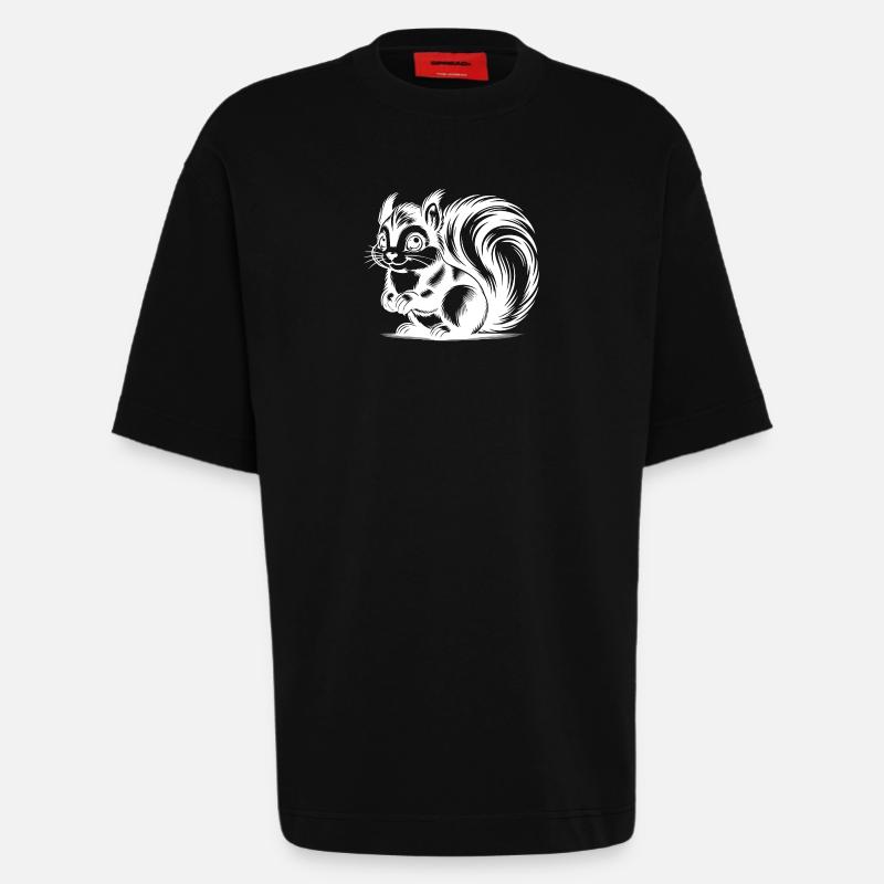 Niedliches putziges Eichhörnchen Zeichnung - Heavyweight T-Shirt - made by SPREAD  - SOLID BLACK