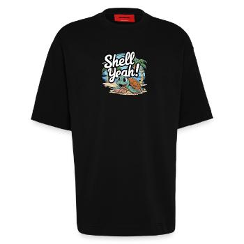 Shell Yeah - Heavyweight T-Shirt - made by SPREAD  - SOLID BLACK - Vorne - Fiona (171cm)