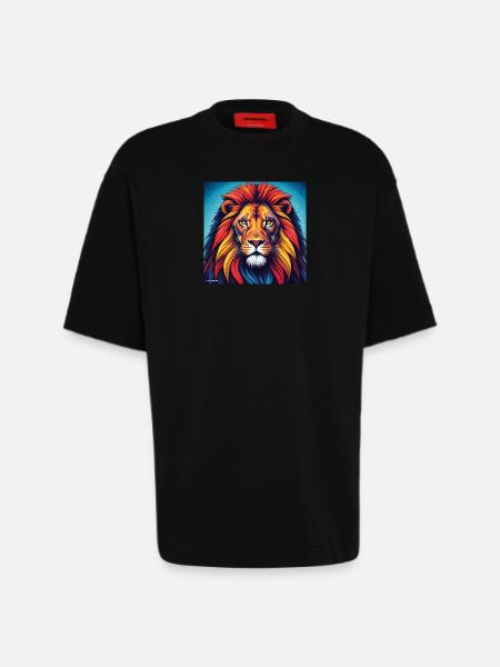 Lion Gemini - Heavyweight T-Shirt - made by SPREAD - SOLID BLACK