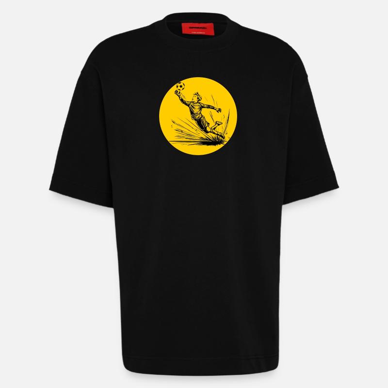 Goalkeeper (black and yellow) - Heavyweight T-Shirt - made by SPREAD  - SOLID BLACK