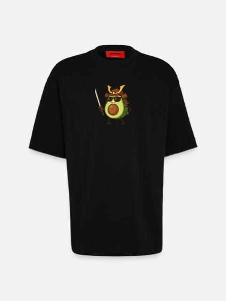Avocado Samurai - Heavyweight T-Shirt - made by SPREAD - SOLID BLACK
