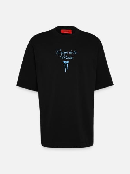 Team The Bride Blue Bow - Heavyweight T-Shirt - made by SPREAD  - SOLID BLACK