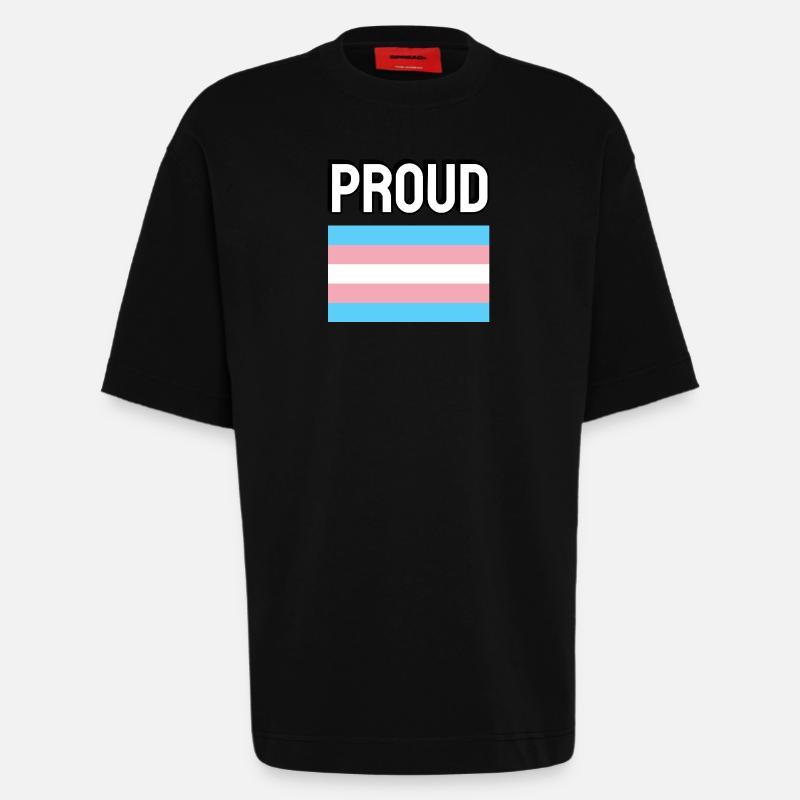Trans Pride transpride Flag Proud - Heavyweight T-Shirt - made by SPREAD  - SOLID BLACK