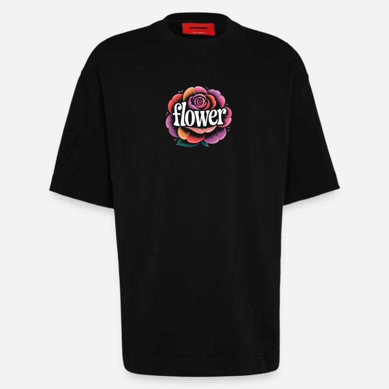 Blumen Logo - Cooles Gartendesign - Heavyweight T-Shirt - made by SPREAD  - SOLID BLACK