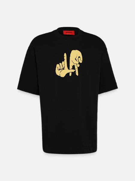 los_angeles_handzeichen_2 - Heavyweight T-Shirt - made by SPREAD - SOLID BLACK