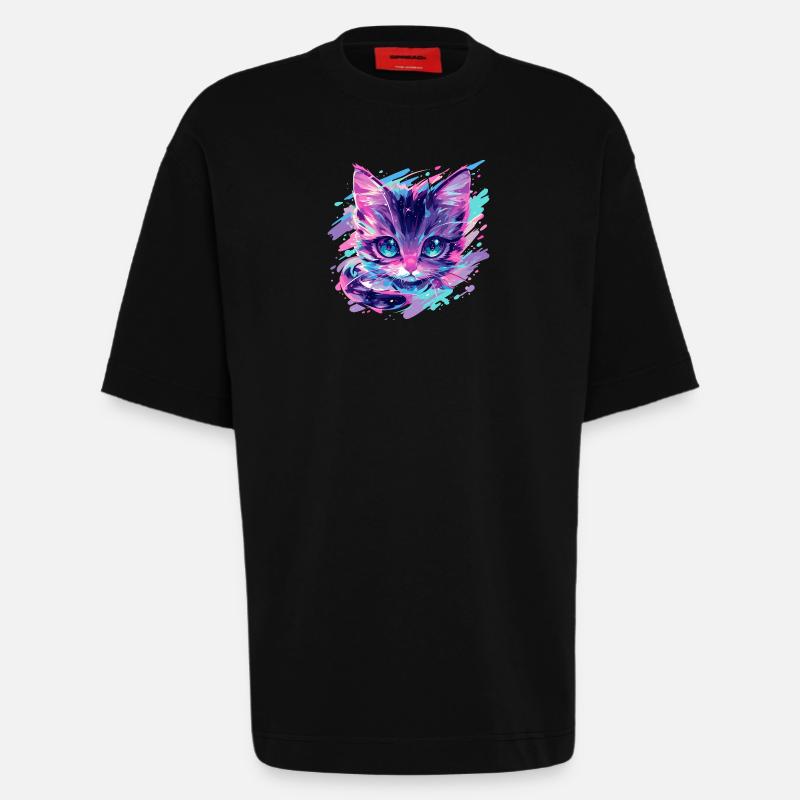 Kosmische Katze - Heavyweight T-Shirt - made by SPREAD  - SOLID BLACK
