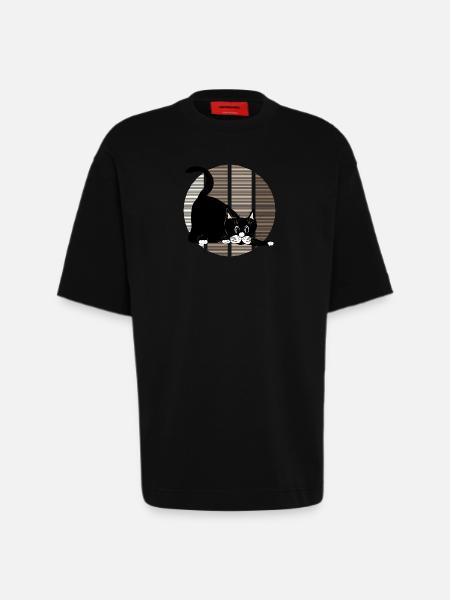 Cat - Heavyweight T-Shirt - made by SPREAD - SOLID BLACK