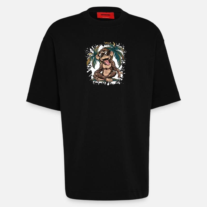 Monkey Island Palm Tree - Heavyweight T-Shirt - made by SPREAD  - SOLID BLACK