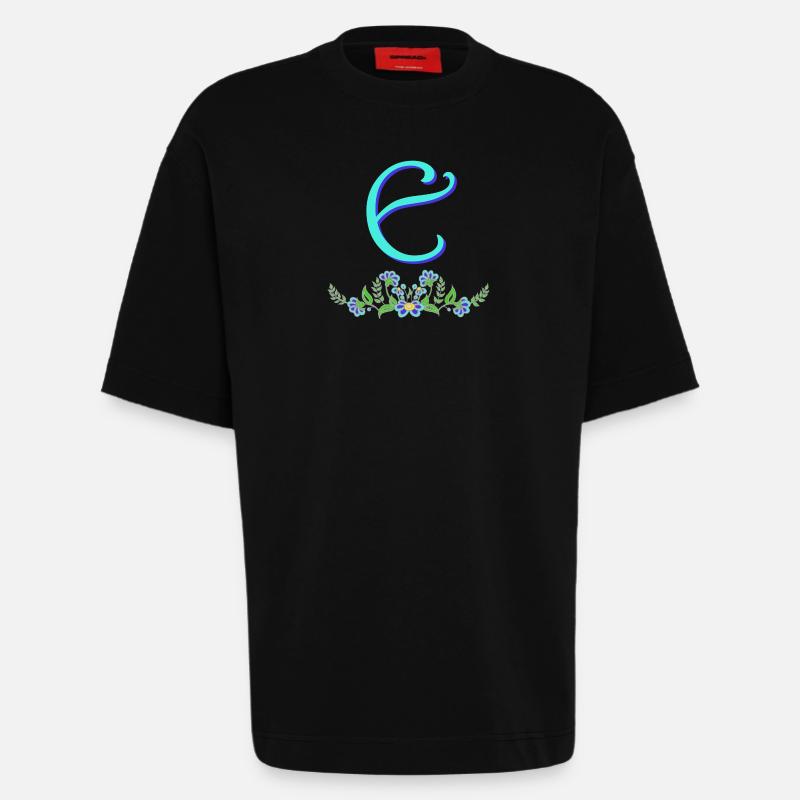 blaue blume e - Heavyweight T-Shirt - made by SPREAD  - SOLID BLACK