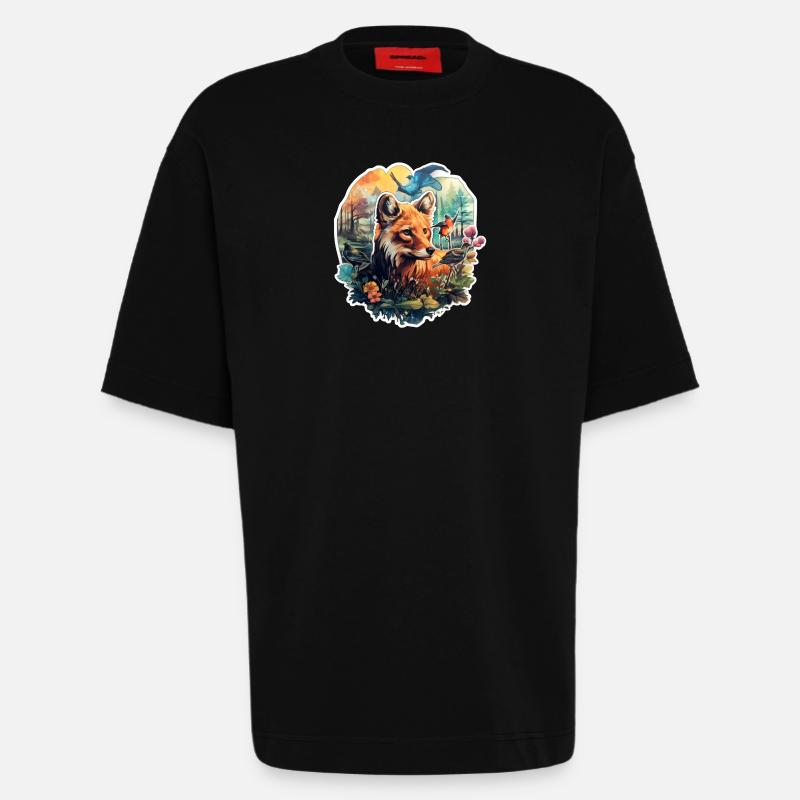 Fuchs auf einer Lichtung - Heavyweight T-Shirt - made by SPREAD  - SOLID BLACK