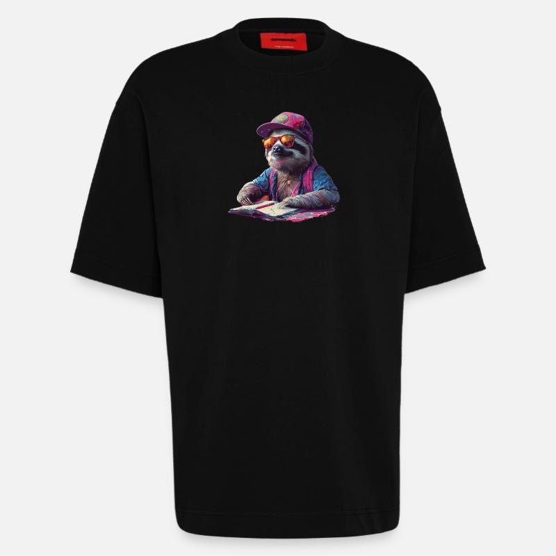 Faultier Schule Abschluss Lernen Prüfung - Heavyweight T-Shirt - made by SPREAD  - SOLID BLACK