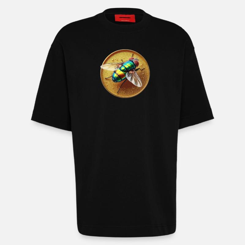 Fliege farbig - Heavyweight T-Shirt - made by SPREAD  - SOLID BLACK