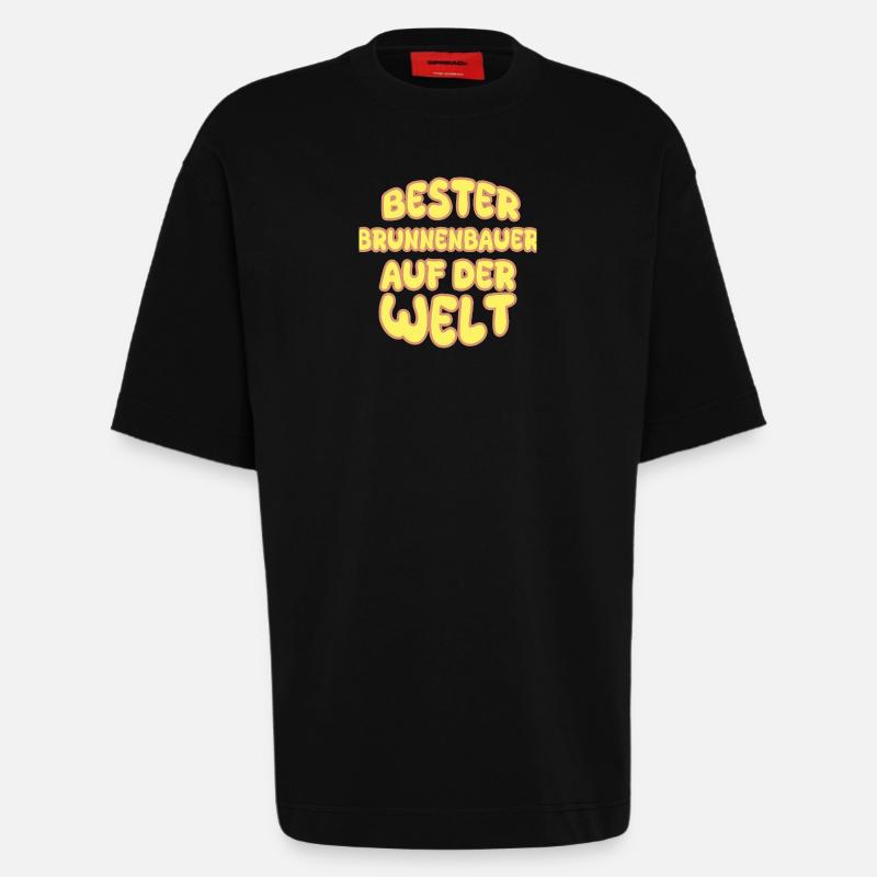 Nomination du constructeur de puits - T-shirt bio épais oversize fabriqué en UE - SOLID BLACK