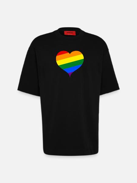 LGBT PRIDE heart - Heavyweight T-Shirt - made by SPREAD - SOLID BLACK