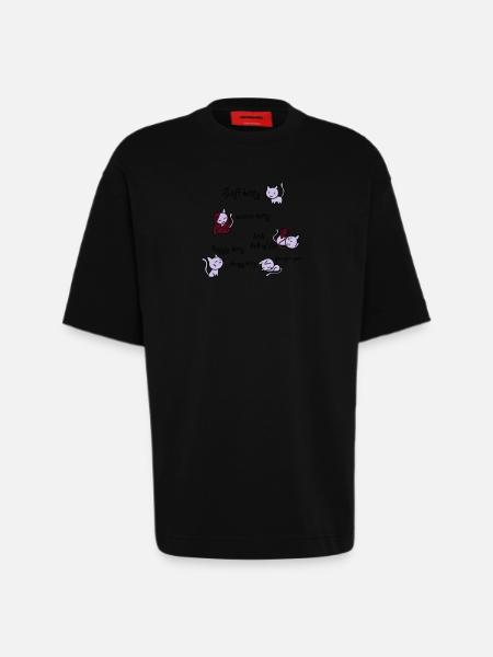 Soft Kitty - Heavyweight T-Shirt - made by SPREAD - SOLID BLACK