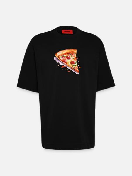 pizza - Heavyweight T-Shirt - made by SPREAD  - SOLID BLACK